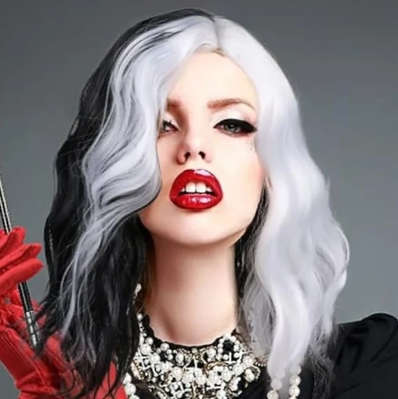 Cruella De VIL Black and White Hair Wig NWOT - Picture 2 of 7